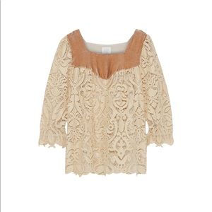 Anna sui guipure lace and velvet blouse, NWT, sz s